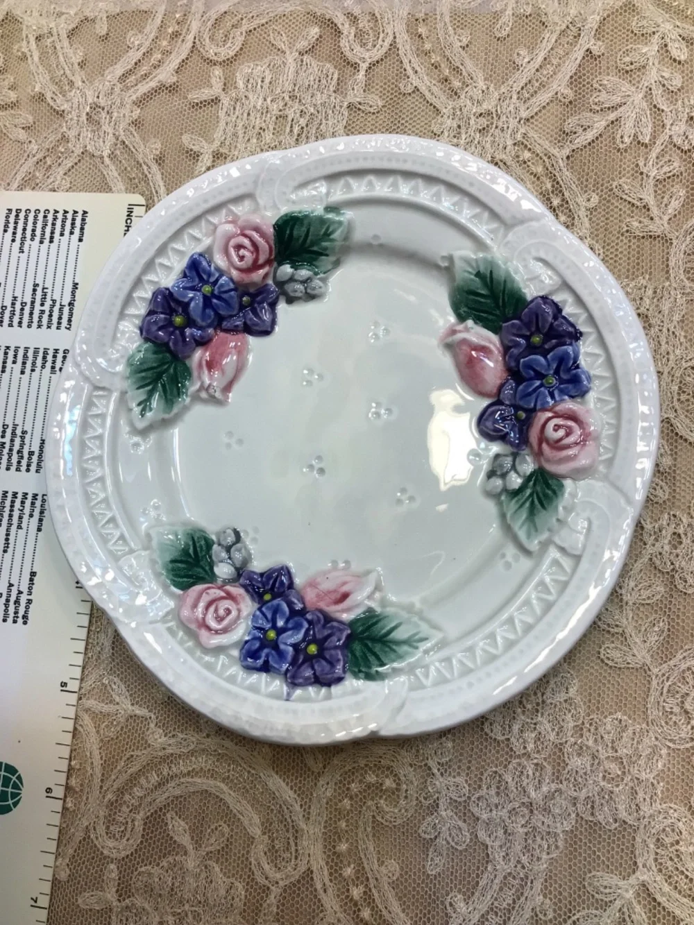 Fitz & Floyd Creamer and Saucer 1993 Victorian Lace Collection